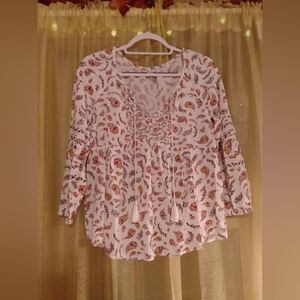 Old Navy Size M Floral Smocked Poel Blouse